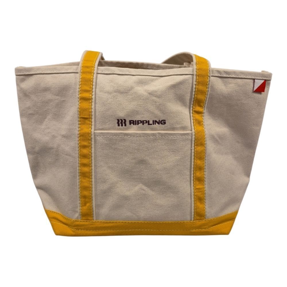 Shore Bags Classic Large Yellow Trim Canvas Tote Bag Beach Market LOGO ON IT